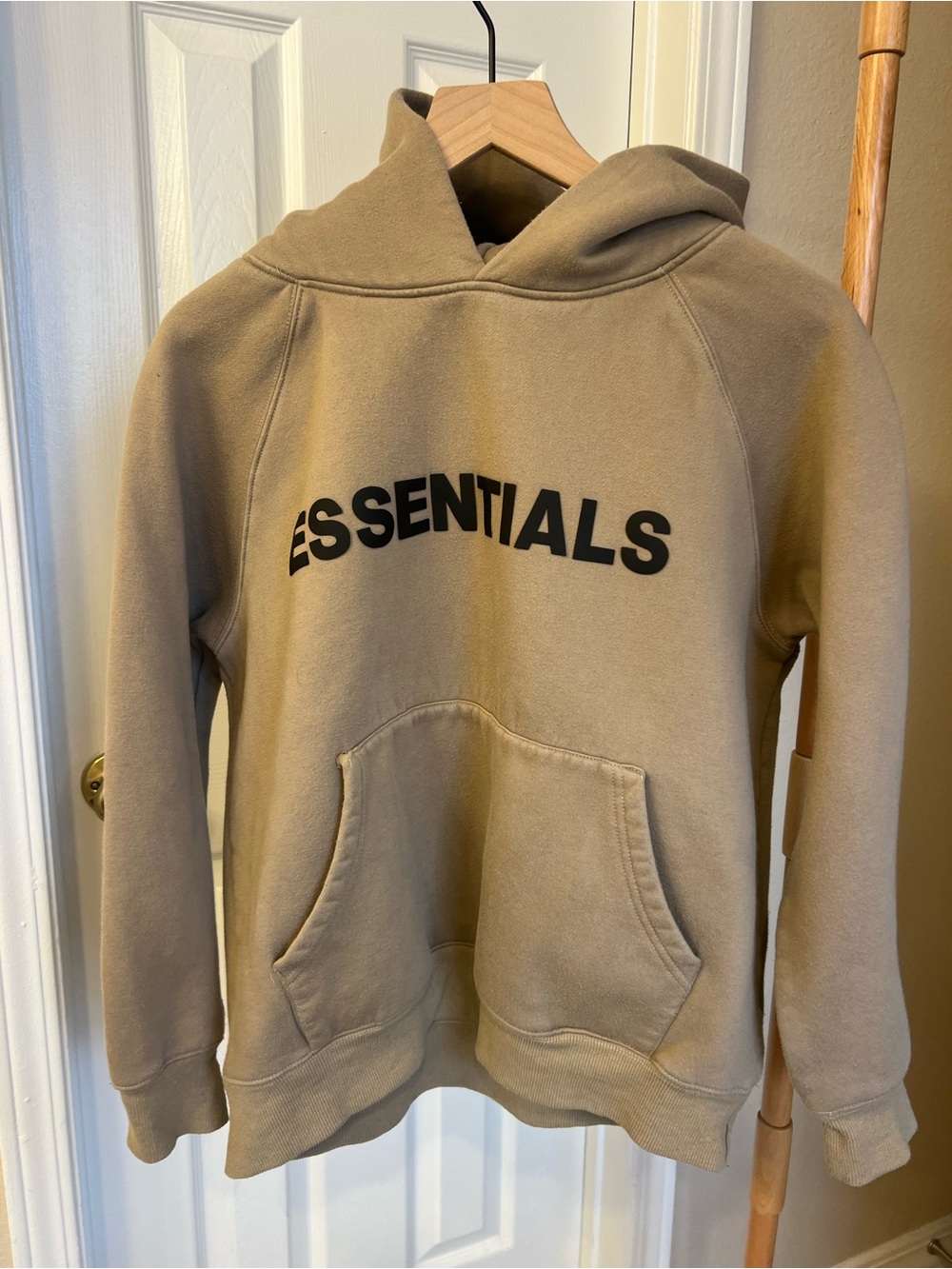 Fear of God Essentials Hoodie in Tan with Black Logo